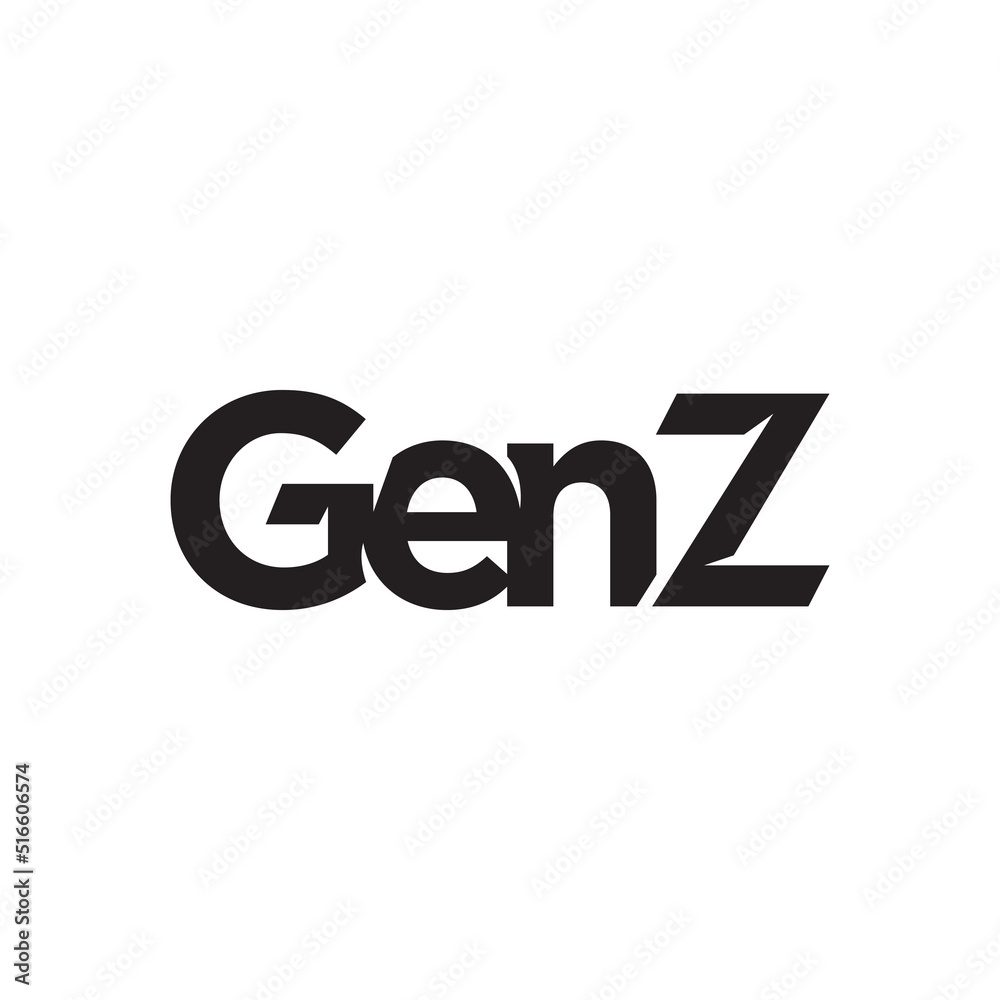 Gen Z text design vector isolated on white background. - obrazy, fototapety, plakaty 