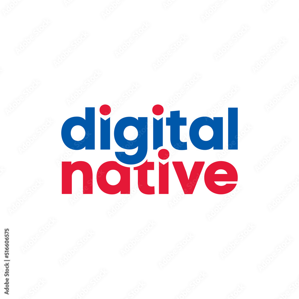 Digital Native text design vector on white background.