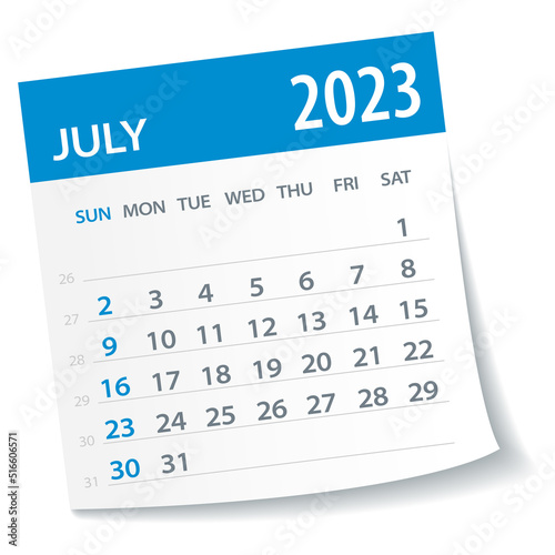 July 2023 Calendar Leaf - Vector Illustration
