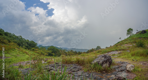 Green Mountains with Blue sky at Khaolon Nakhon Nayok in Thailand