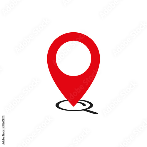 red pin point, map location symbol isolated on white background. vector illustration