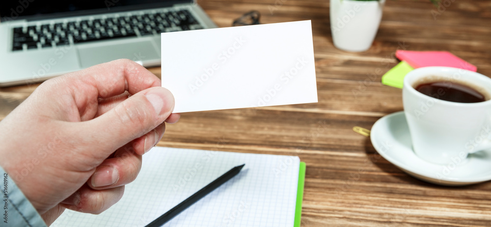 Obraz premium Business cards Mockup on color background. Flat Lay. copy space for text