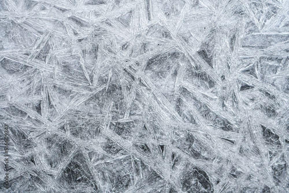 Closeup or macro of ice crystals of frozen water Closeup or macro of ice crystals of frozen water