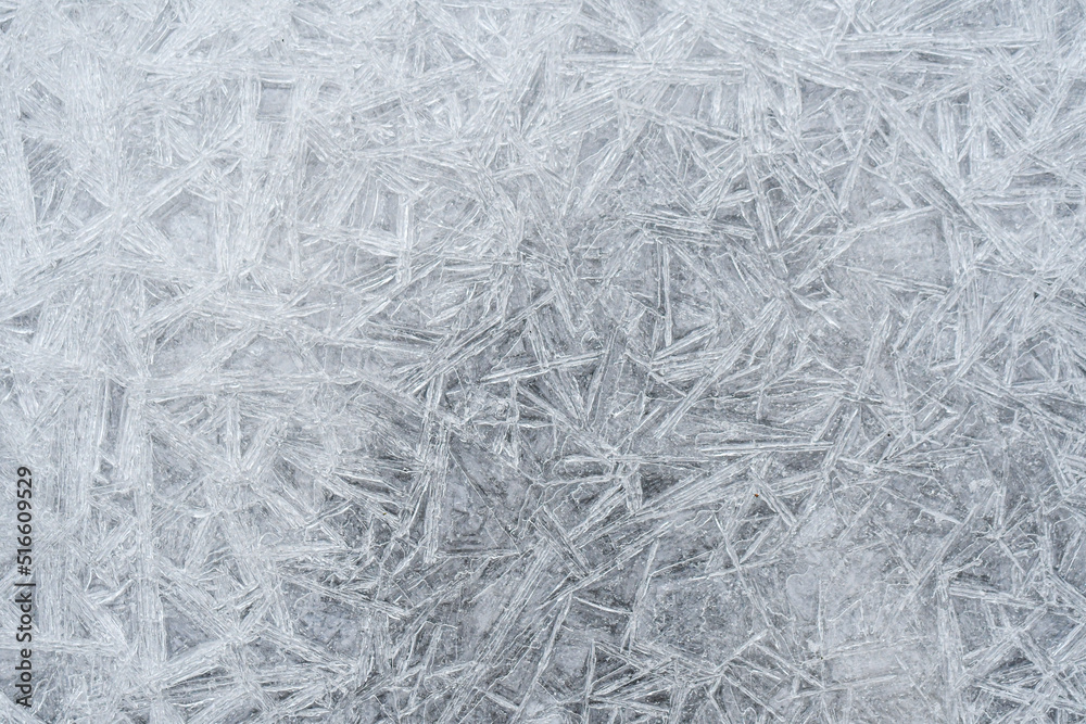 Closeup or macro of ice crystals of frozen water Closeup or macro of ice crystals of frozen water
