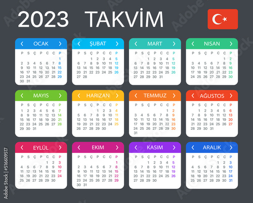 2023 Calendar - vector template graphic illustration - Turkish version