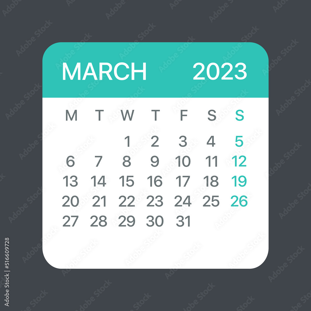 March 2023 Calendar Leaf - Vector template graphic Illustration March 2023 Calendar Leaf - Vector template graphic Illustration