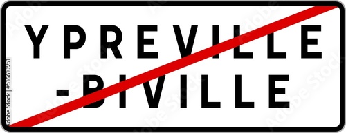 Panneau sortie ville agglomération Ypreville-Biville / Town exit sign Ypreville-Biville photo