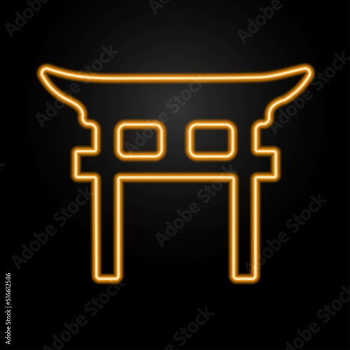 Shinto neon sign, modern glowing banner design, colorful modern design trends on black background. Vector illustration.