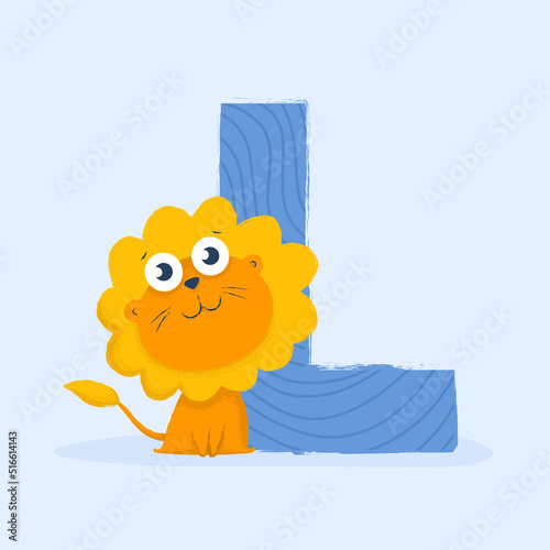 Photography Cartoon letter of the alphabet with animal character leon