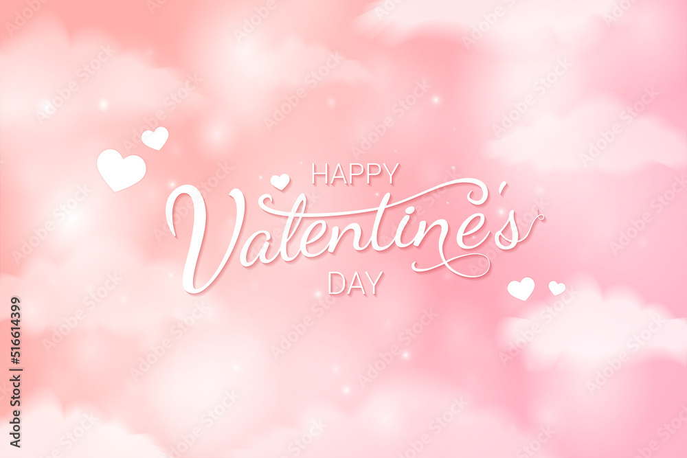 valentines day poster design template pink background cloud
