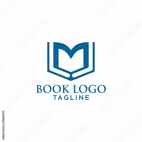 letter M book logo design 