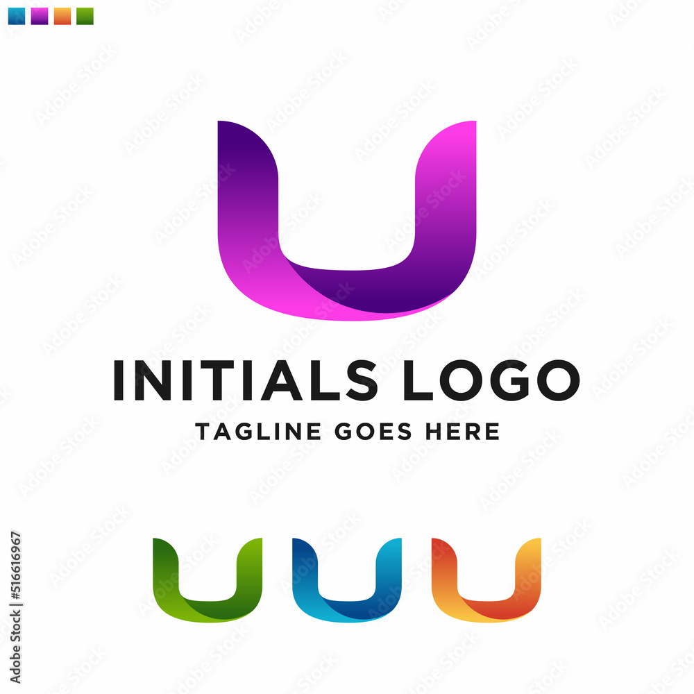 Minimal Letter Initial U Logo Design Template. Vector Logo Illustration
