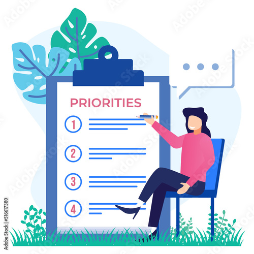 Illustration vector graphic cartoon character of priorities