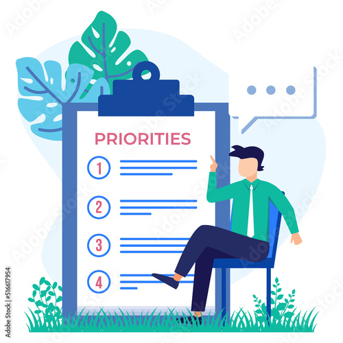 Illustration vector graphic cartoon character of priorities