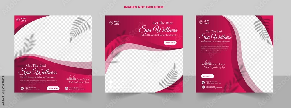 Fototapeta Beauty spa treatments and wellness salon content ideas for social media instant square post banner template