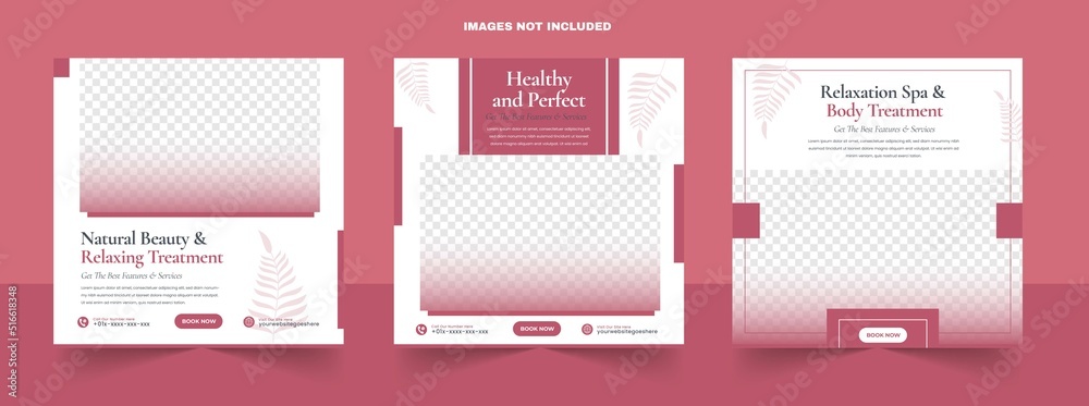 Flat dessign beauty spa treatments content ideas for social media instant square post banner template Flat dessign beauty spa treatments content ideas for social media instant square post banner template