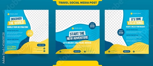 Traveling and holiday tour vacation for instant or social media post banner ads promotion template
