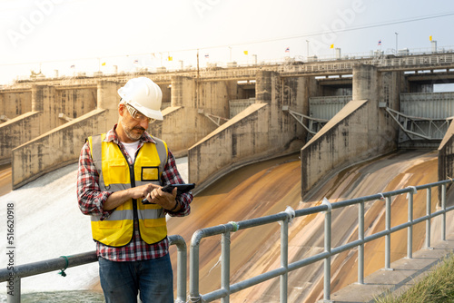 A Dam engineering doing his daily routine inspection work.