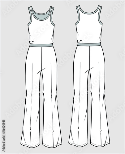 KNIT JUMPSUIT WITH WIDE BOTTOM FOR WOMEN UIN VECTOR FILE