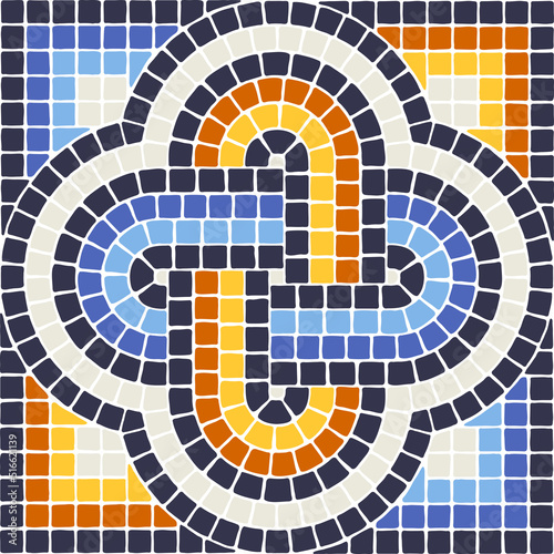 Ancient mosaic tile pattern. Decorative antique stone ornament.
