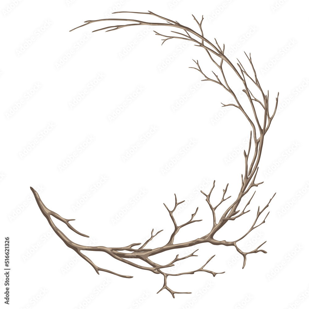 Frame with dry bare branches. Decorative natural twigs. Frame with dry bare branches. Decorative natural twigs.