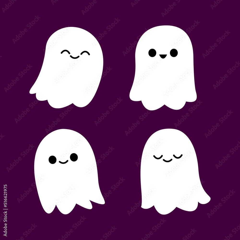 Happy halloween party greeting card with cute ghost. Holidays cartoon character. Cute spooky ghosts. Happy halloween party greeting card with cute ghost. Holidays cartoon character. Cute spooky ghosts.