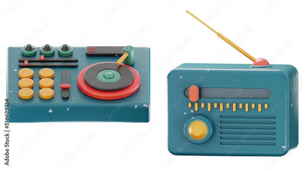 Fototapeta premium technology multimedia icon set 3d rendering on isolated background