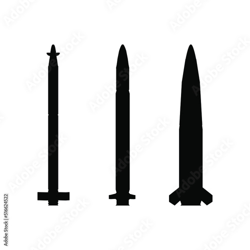 Black silhouette rockets for MLRS. Vector illustration. photo