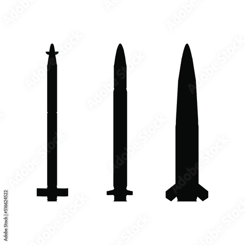 Black silhouette rockets for MLRS. Vector illustration.
