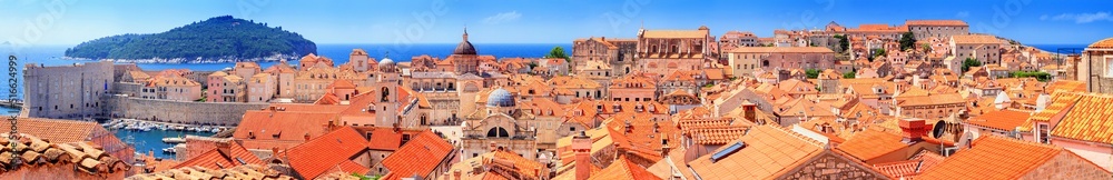 Coastal summer landscape, panorama - view of the Old Town of Dubrovnik on the Adriatic coast of Croatia