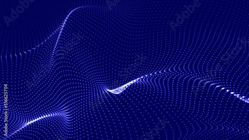 Abstract digital wave of particles. Futuristic point wave. Technology background vector. 3D rendering.