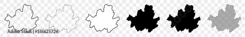 Seoul Map Black | South Korean Capital Town Border | City | Transparent Isolated | Variations