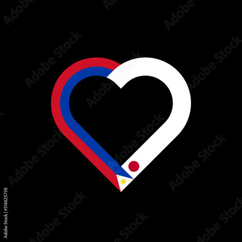 friendship concept. heart ribbon icon of filipino and japanese flags. vector illustration isolated on black background