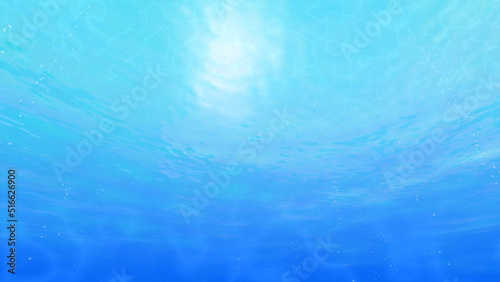 Under the blue sea 3D illustration.