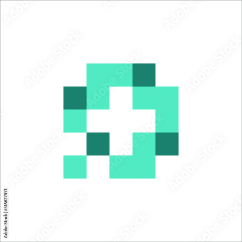 Pixel Cross Medical Logo Design 