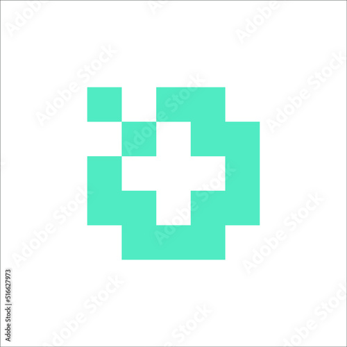 Pixel Cross Medical Logo Design 