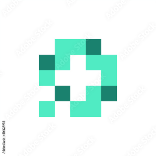 Pixel Cross Medical Logo Design 