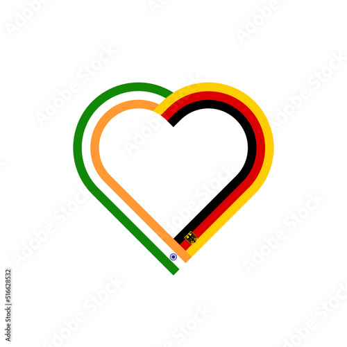 friendship concept. heart ribbon icon of indian and german flags. vector illustration isolated on white background