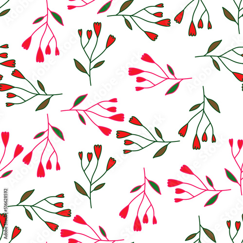 Cute abstract flower seamless pattern. Hand drawn floral wallpaper. © smth.design