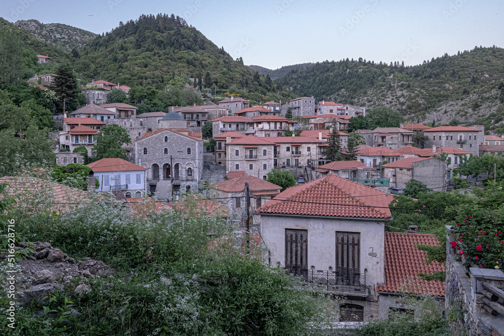 Stemnitsa, a traditional mountain village, located by the Lousios River gorge, in Arcadia, Peloponnese, Greece.