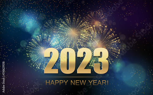 2023 New Year Abstract background with fireworks. Vector