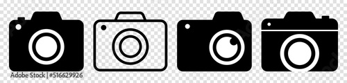 Photo camera icons. Vector illustration isolated on transparent background