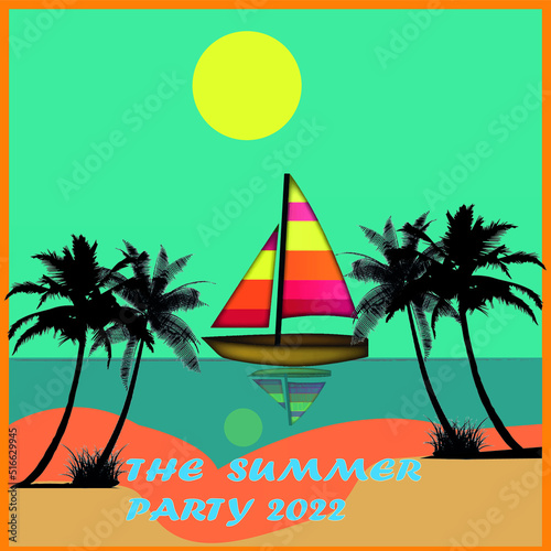 summer beach illustration background