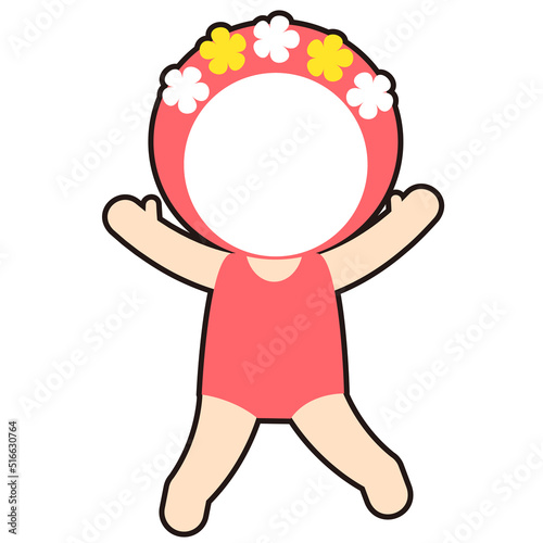 수영복을 입은 얼굴 얼굴 합성용 일러스트