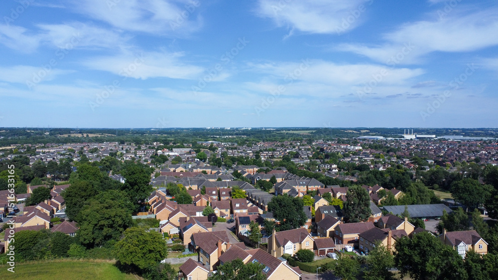 Aerial view of English housing estate in Hoddesdon, UK
