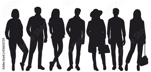 men and women, people silhouette isolated, vector