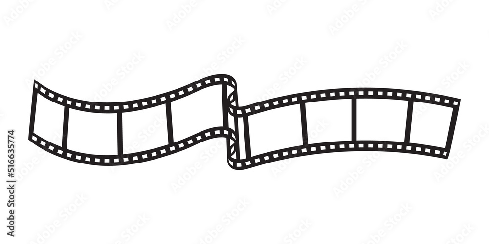 Fototapeta premium The film is black and white, curved by a wave. Minimalism. A simple illustration.