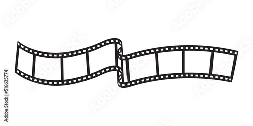 The film is black and white, curved by a wave. Minimalism. A simple illustration.