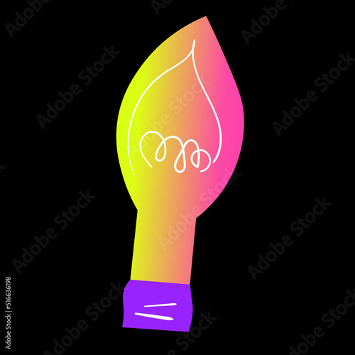 Doodle  lamp icon. Colourful illustration on black background.