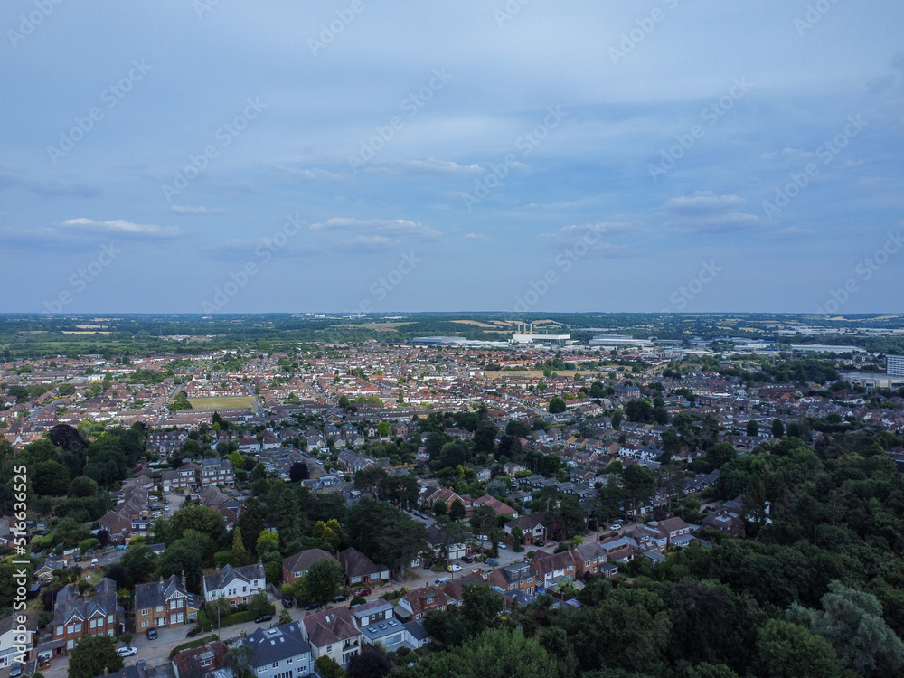 Aerial view of English housing estate in Hoddesdon,